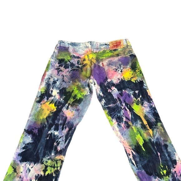 Levis 594 Tie Dye Straight Leg Jeans Funky Festival Indie Artsy Dopamine 28x33 - Picture 15 of 16